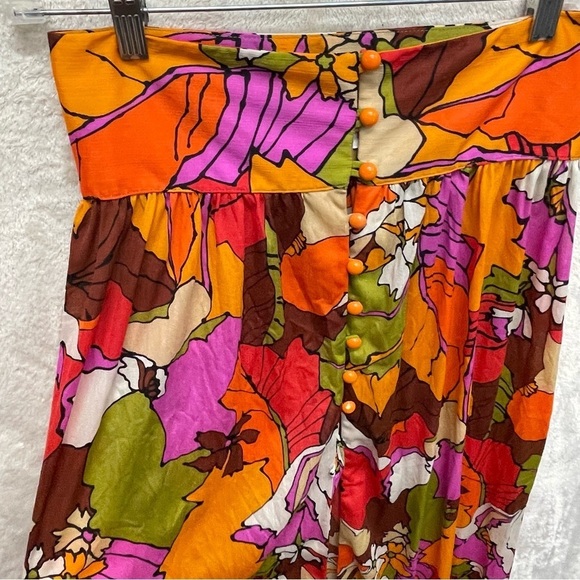 Cole of California vintage 70s beach skirt colorful neon floral women’s small - Picture 6 of 10